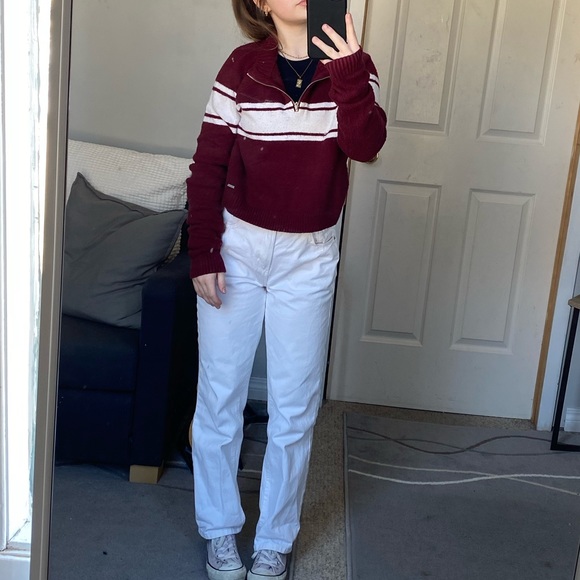 Hollister Red and White Zip-Ip Sweater - Picture 2 of 12